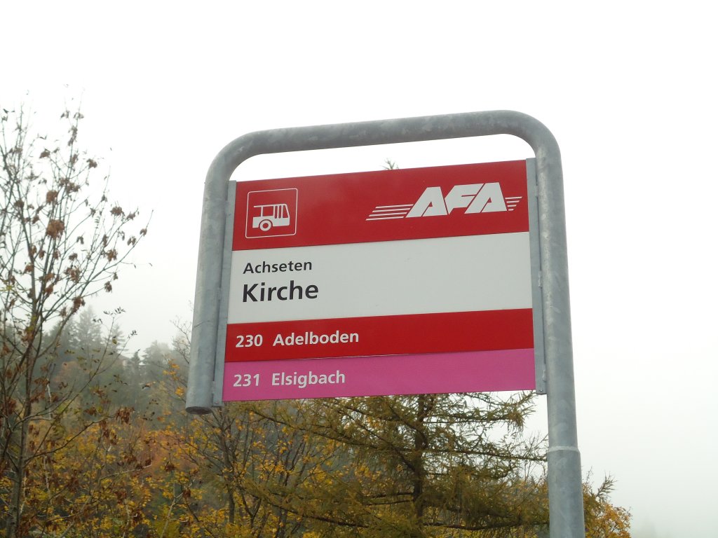 (130'355) - AFA-Haltestelle - Achseten, Kirche - am 11. Oktober 2010