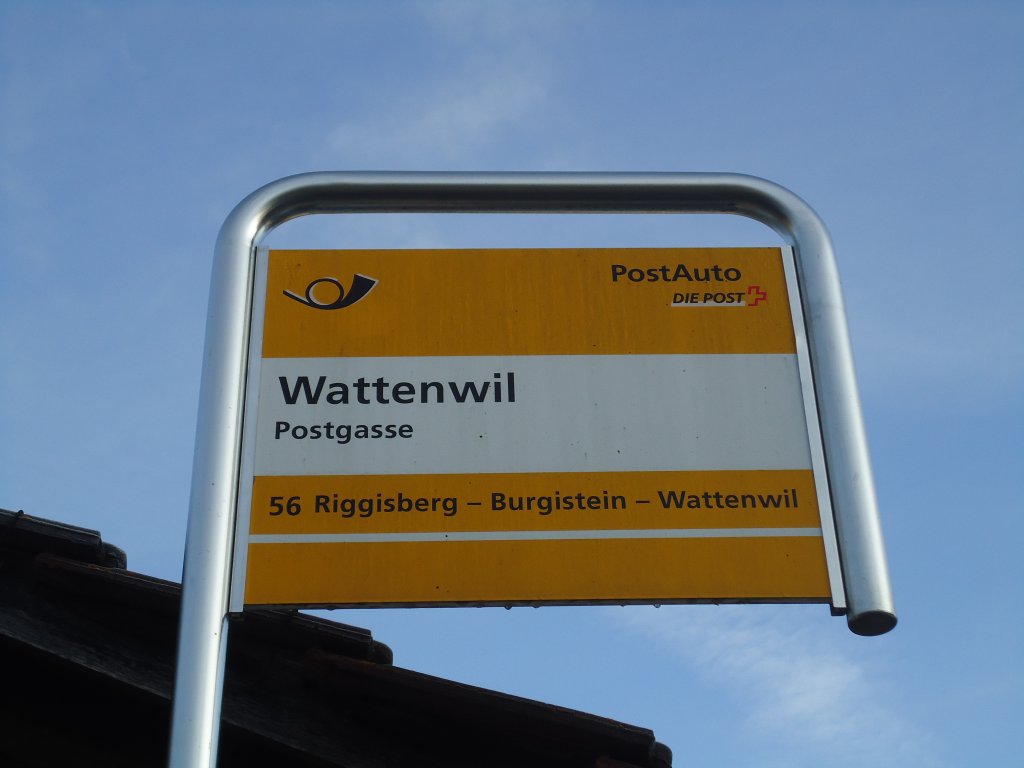 (136'806) - PostAuto-Haltestelle - Wattenwil, Postgasse - am 22. November 2011