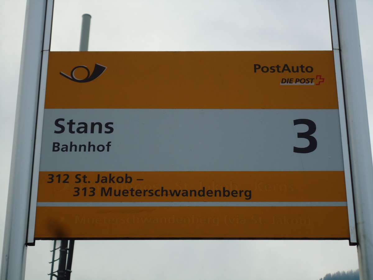 (142'926) - PostAuto-Haltestelle - Stans, Bahnhof - am 5. Januar 2013