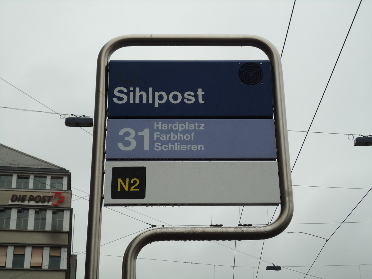 (143'720) - VBZ-Haltestelle - Zrich, Sihlpost - am 21. April 2013