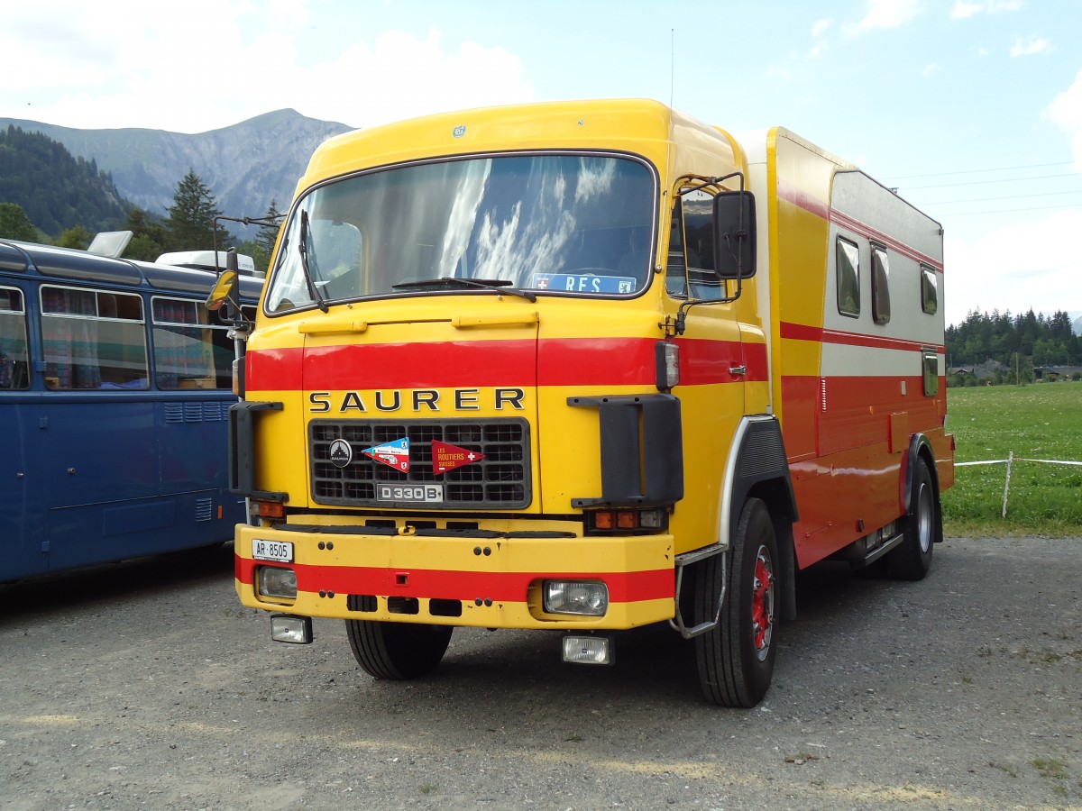 (146'328) - AR 8505 - Saurer am 17. August 2013 in Lenk, Metschbahnen