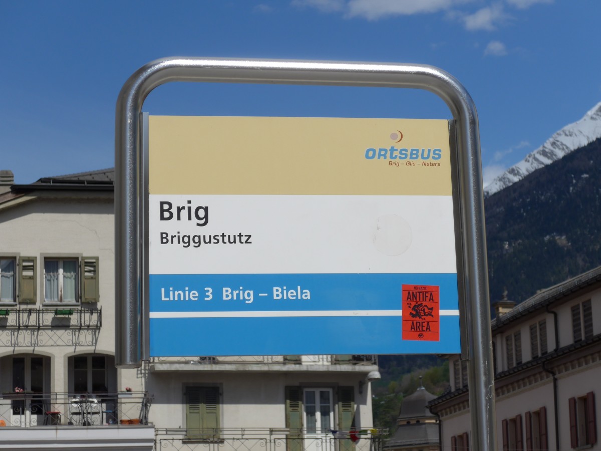 (149'684) - Ortsbus-Haltestelle - Brig, Briggustutz - am 20. April 2014