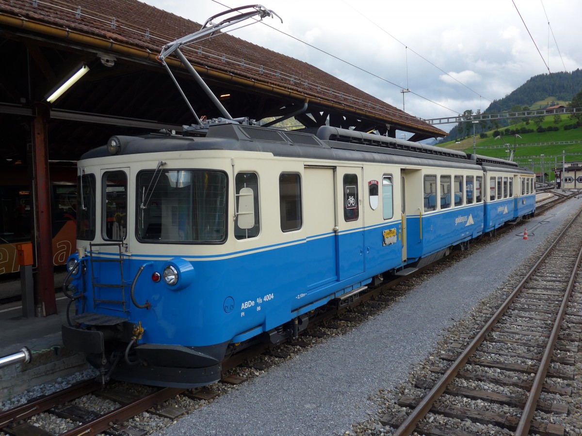 (154'408) - MOB - Nr. 4004 - am 23. August 2014 im Bahnhof Zweisimmen