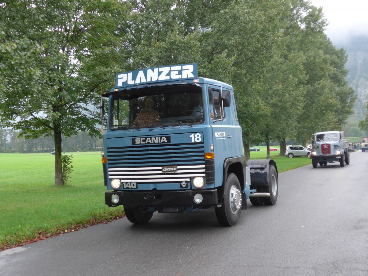 (155'006) - Planzer - Nr. 18/ZH 32'471 U - Scania am 13. September 2014 in Chur, Waffenplatz