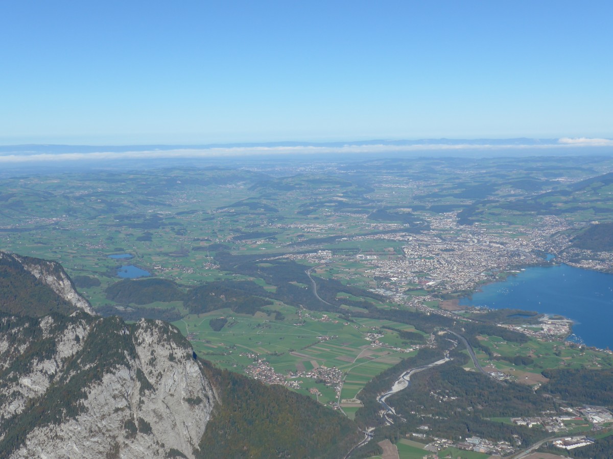(155'826) - Aussicht vom Niesen auf Thun und den Thunersee am 19. Oktober 2014