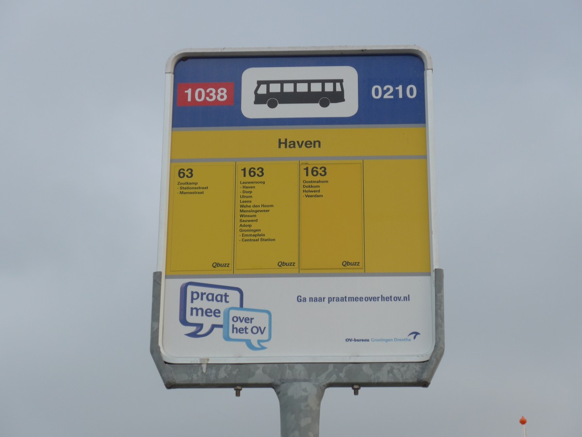 (156'852) - Bus-Haltestelle - Lauwersoog, Haven - am 19. November 2014