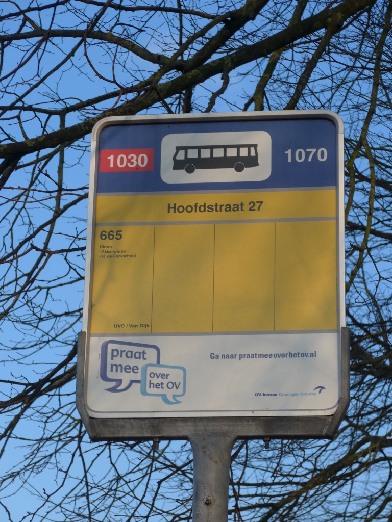 (156'872) - Bus-Haltestelle - Vierhuizen, Hoofdstraat 27 - am 19. November 2014