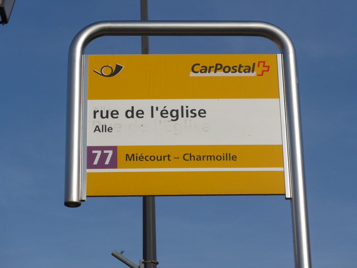 (157'481) - PostAuto-Haltestelle - Alle, rue de l'glise - am 23. November 2014