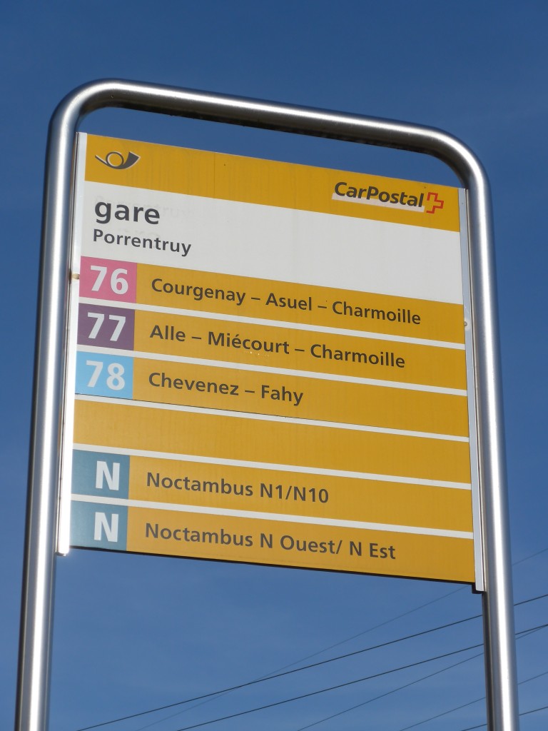 (157'484) - PostAuto-Haltestelle - Porrentruy, gare - am 23. November 2014