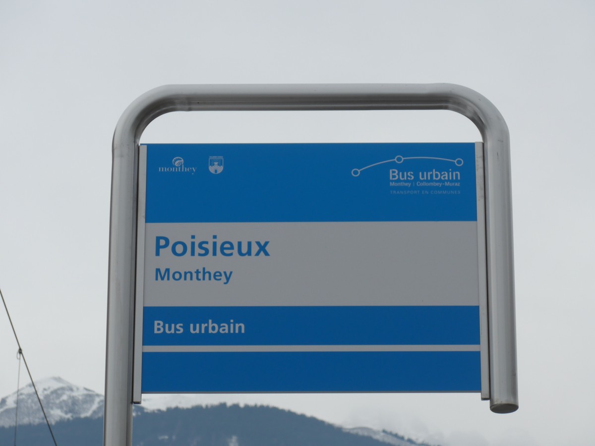 (158'169) - Bus urbain-Haltestelle - Monthey, Poisieux - am 2. Januar 2015