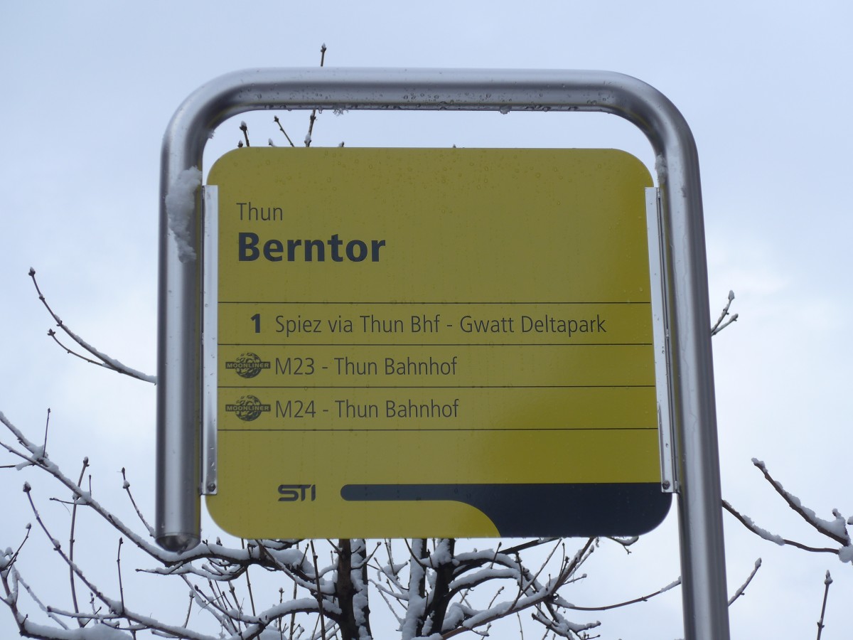 (158'568) - STI-Haltestelle - Thun, Berntor - am 2. Februar 2015