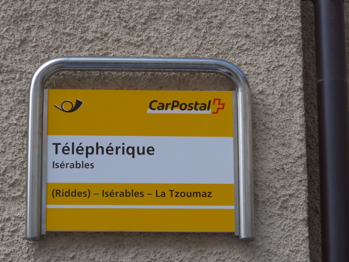 (159'654) - PostAuto-Haltestelle - Isrables, Tlphrique - am 5. April 2015