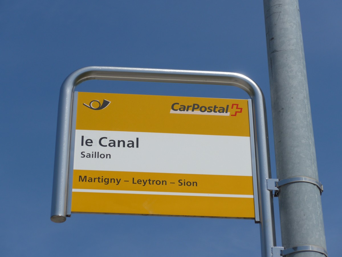 (160'434) - PostAuto-Haltestelle - Saillon, le Canal - am 10. Mai 2015