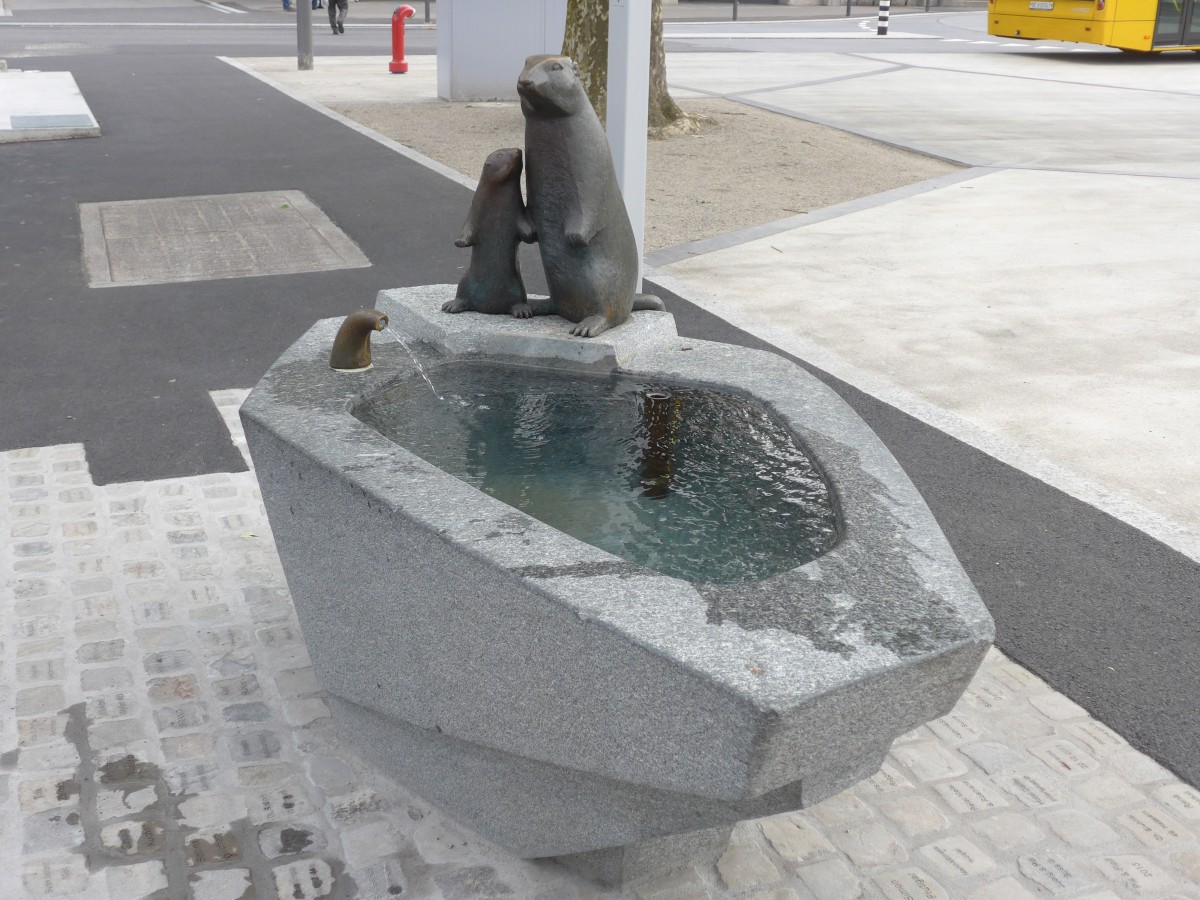 (160'974) - Brunnen am 25. Mai 2015 beim Bahnhof Interlaken West