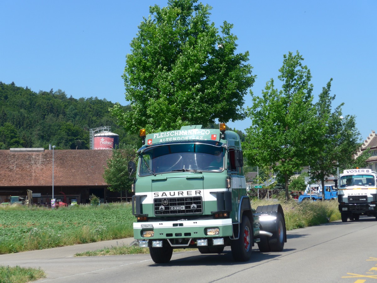 (161'829) - Fleischmann, Altendorf - SZ 90'471 U - Saurer am 6. Juni 2015 in Thayngen, Saurertreffen