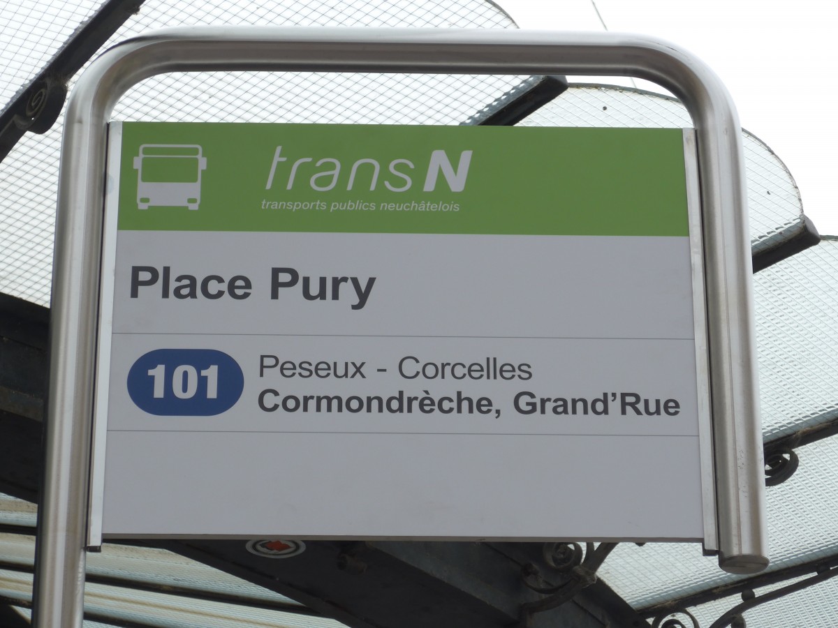 (164'784) - transN-Haltestelle - Neuchtel, Place Pury - am 15. September 2015