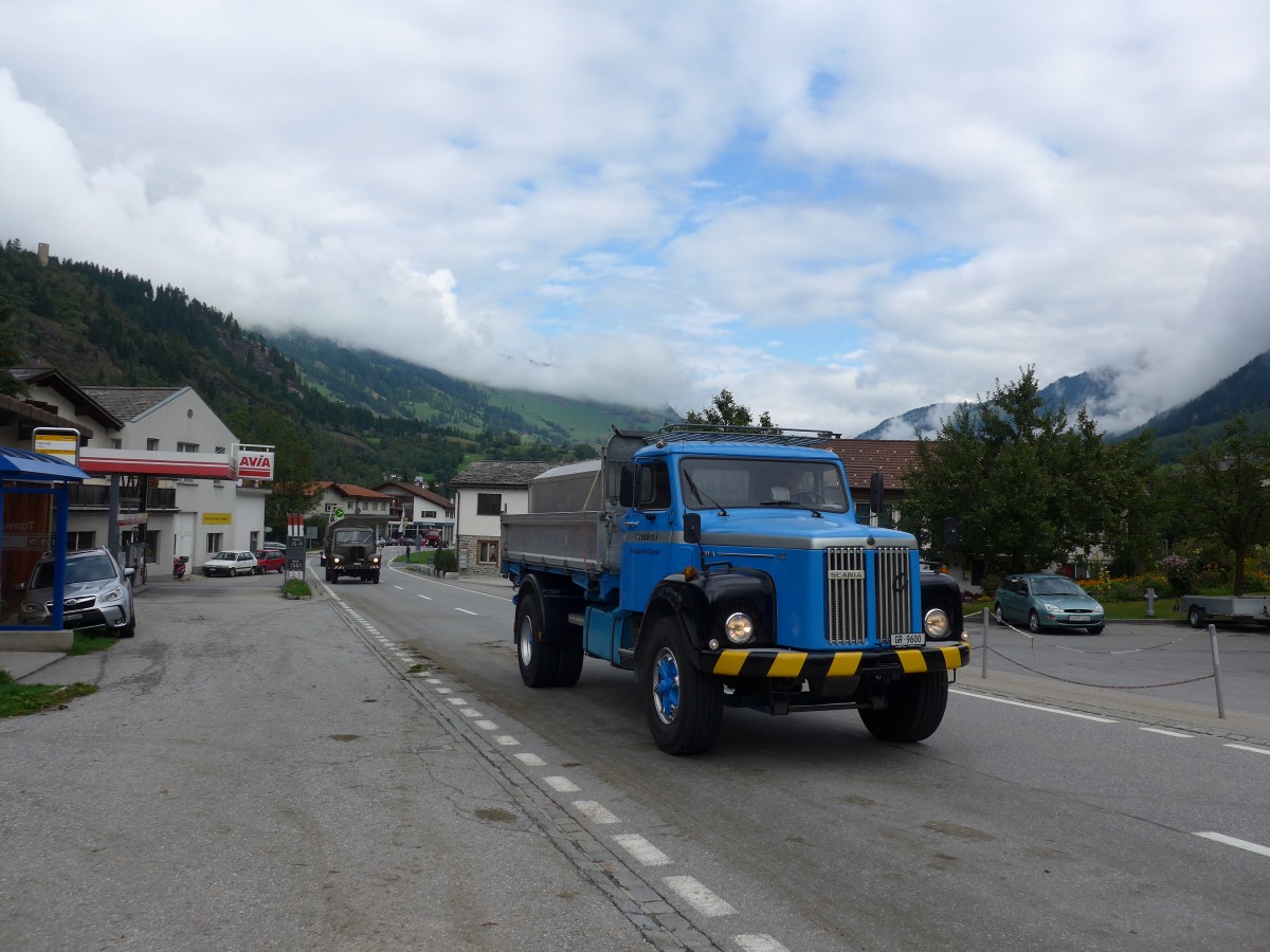 (165'302) - Cantieni, Donat - GR 9600 - Scania am 19. September 2015 in Andeer, Tgavugl