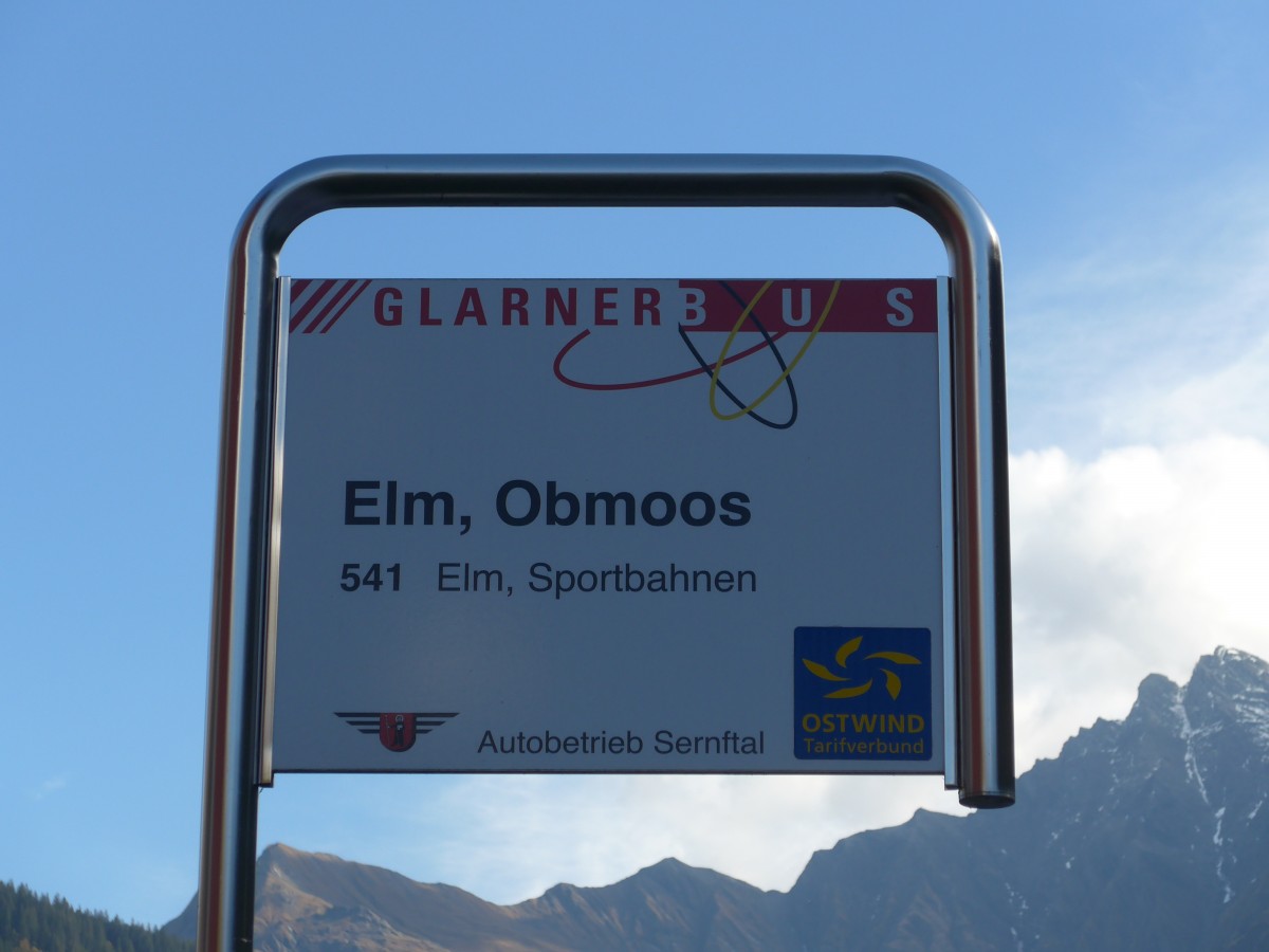 (166'139) - GlarnerBus-Haltestelle - Elm, Obmoos - am 10. Oktober 2015