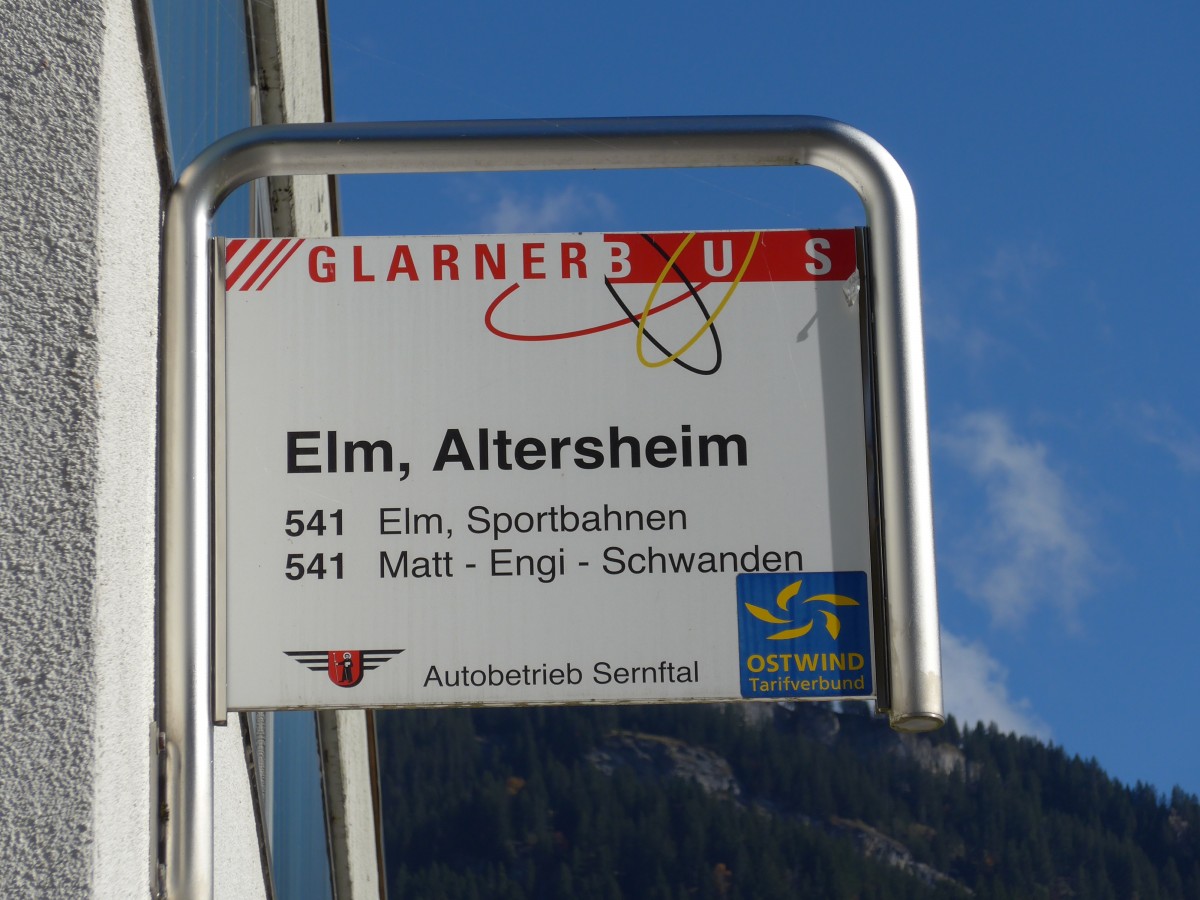 (166'141) - GlarnerBus-Haltestelle - Elm, Altersheim - am 10. Oktober 2015