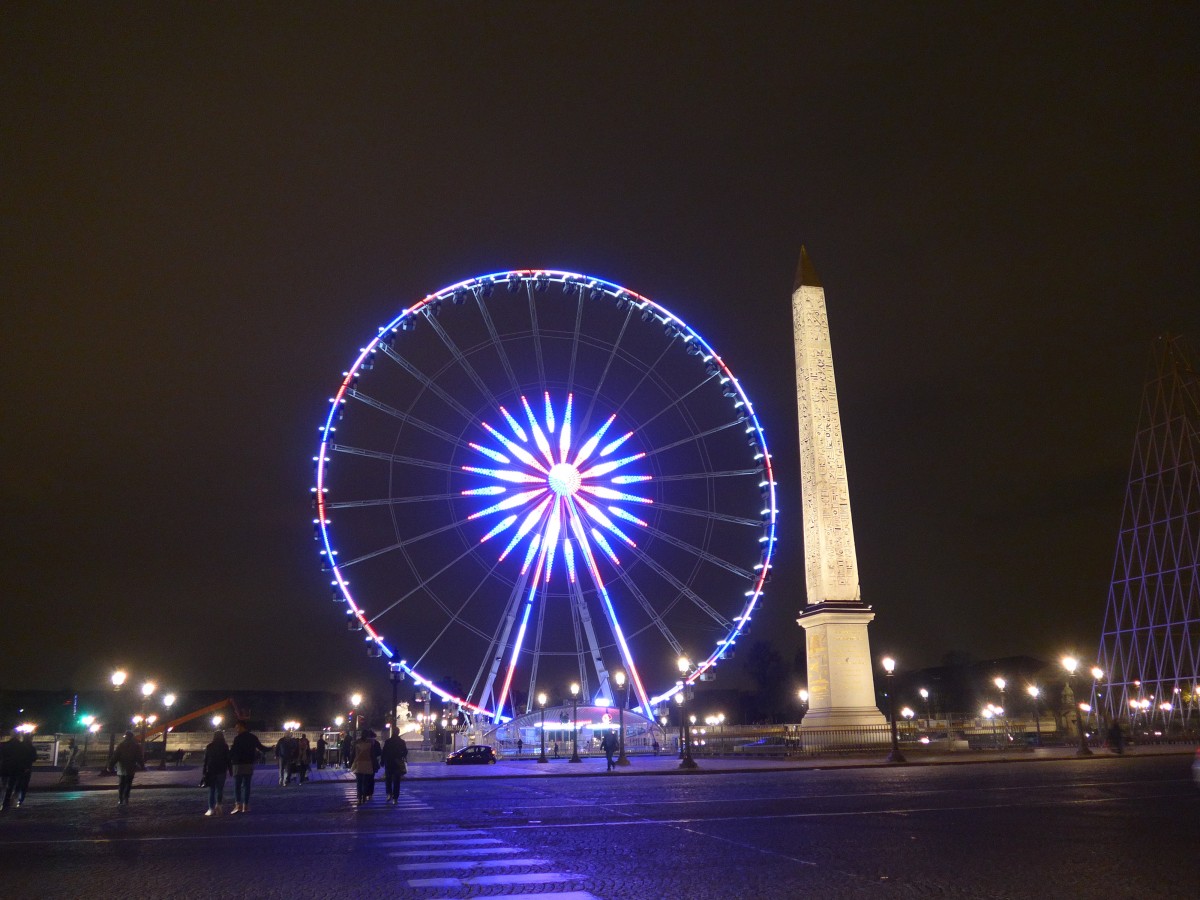 (167'046) - Riesenrad + Obelisk auf dem Place de la Concorde am 16. November 2015 in Paris