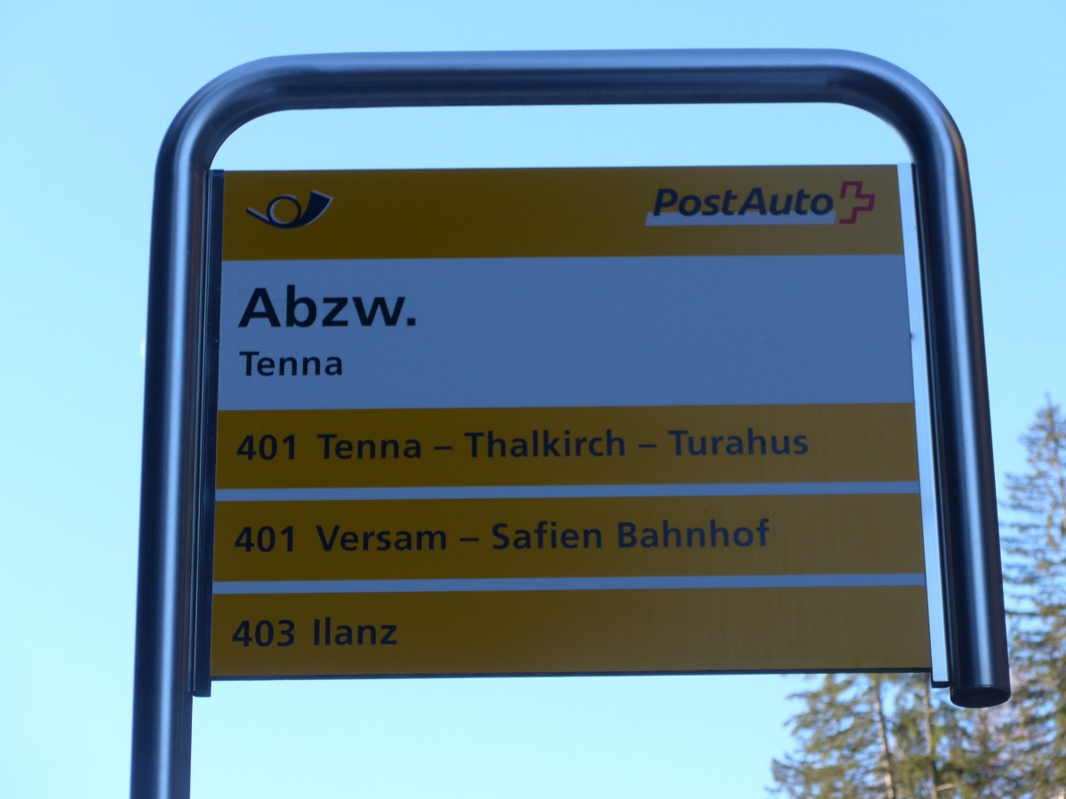 (167'634) - PostAuto-Haltestelle - Tenna, Abzw. - am 5. Dezember 2015