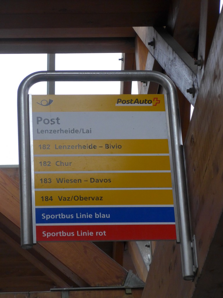 (168'255) - PostAuto-Haltestelle - Lenzerheide/Lai, Post - am 2. Januar 2016