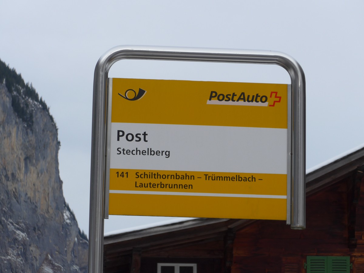 (168'558) - PostAuto-Haltestelle - Stechelberg, Post - am 24. Januar 2016