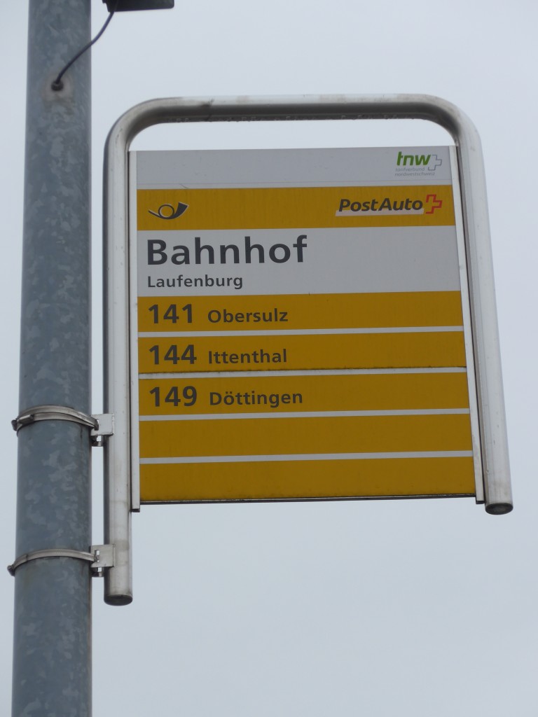 (168'761) - PostAuto-Haltestelle - Laufenburg, Bahnhof - am 20. Februar 2016