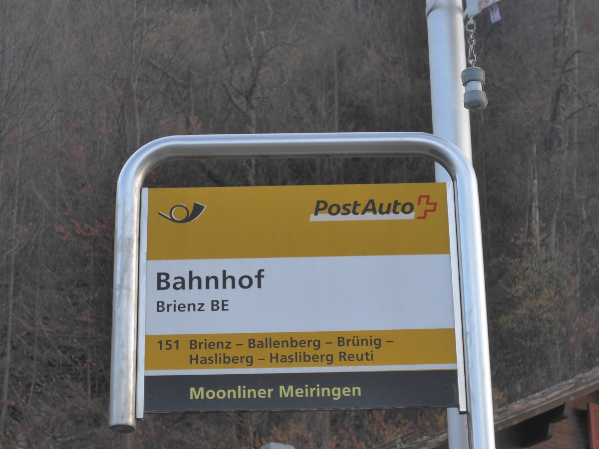 (168'792) - PostAuto-Haltestelle - Brienz BE, Bahnhof - am 21. Februar 2016