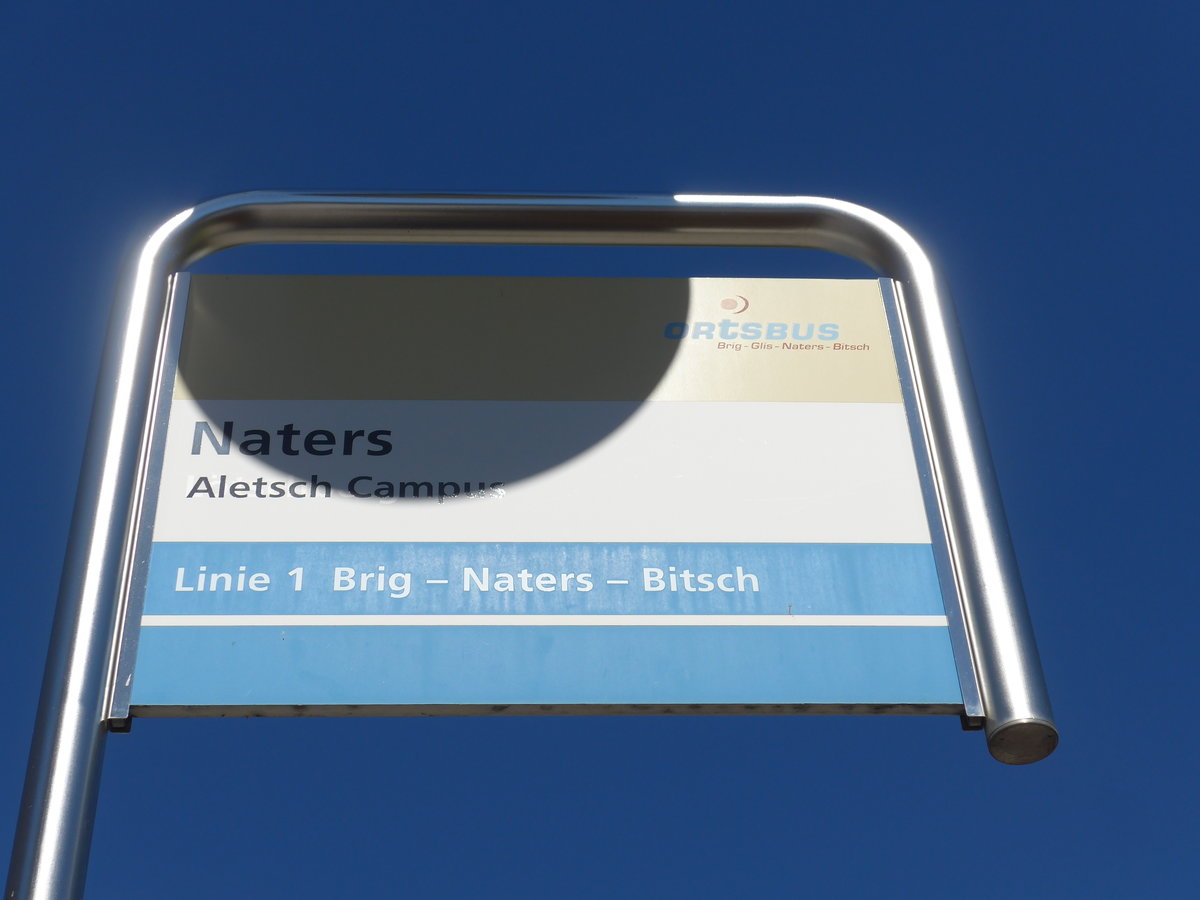 (173'680) - Ortsbus-Haltestelle - Naters, Aletsch Campus - am 7. August 2016