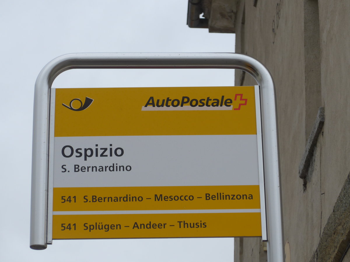 (174'956) - PostAuto-Haltestelle - S. Bernardino, Ospizio - am 18. September 2016