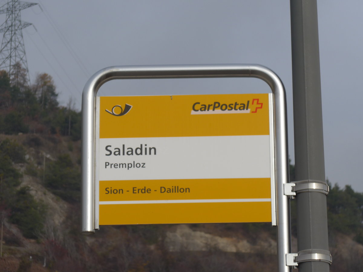 (176'743) - PostAuto-Haltestelle - Premploz, Saladin - am 26. November 2016