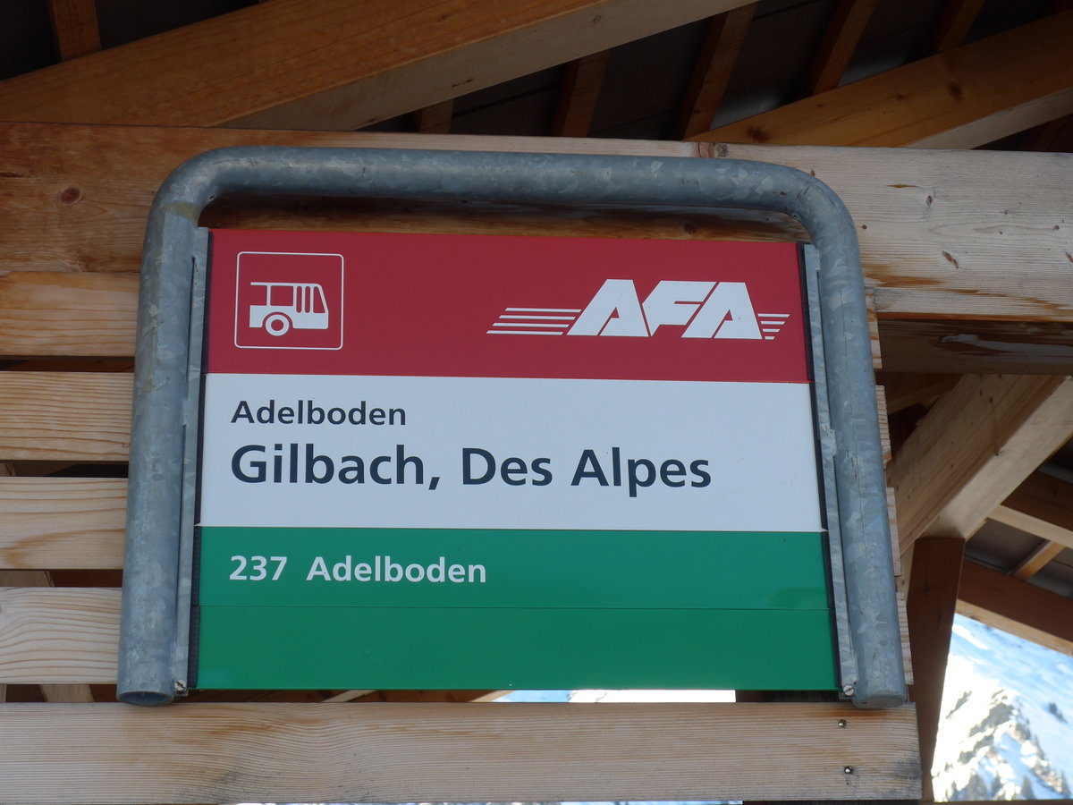 (178'023) - AFA-Haltestelle - Adelboden, Gilbach, Des Alpes - am 9. Januar 2017