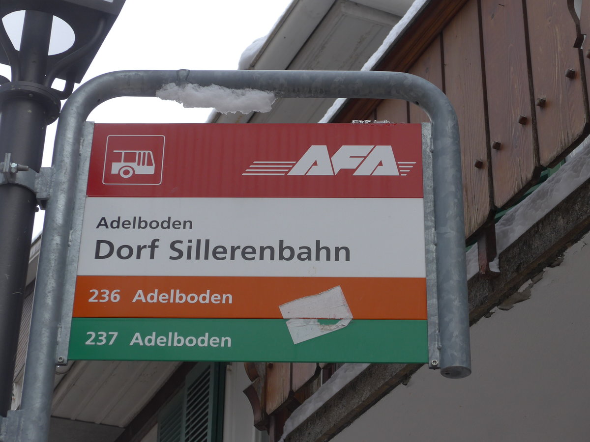 (178'033) - AFA-Haltestelle - Adelboden, Dorf Sillerenbahn - am 9. Januar 2017