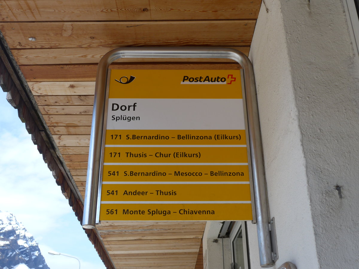(180'488) - PostAuto-Haltestelle - Splgen, Dorf - am 23. Mai 2017