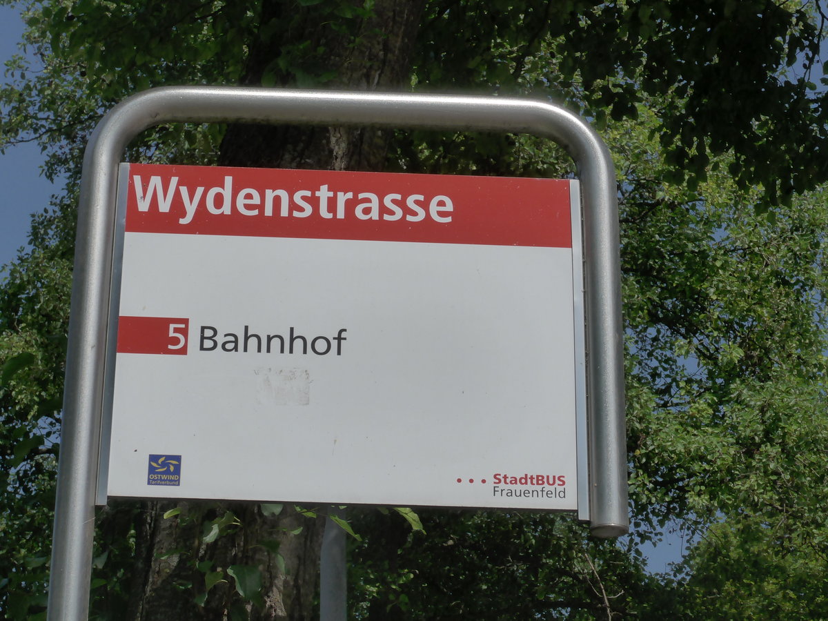 (182'599) - StadtBUS-Haltestelle - Frauenfeld, Wydenstrasse - am 3. August 2017