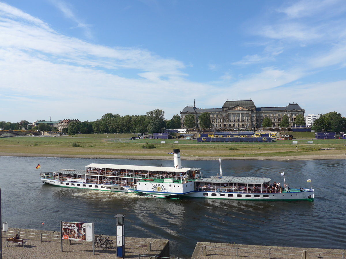 (182'985) - Dampfschiff Leipzig am 8. August 2017 auf der Elbe in Dresden