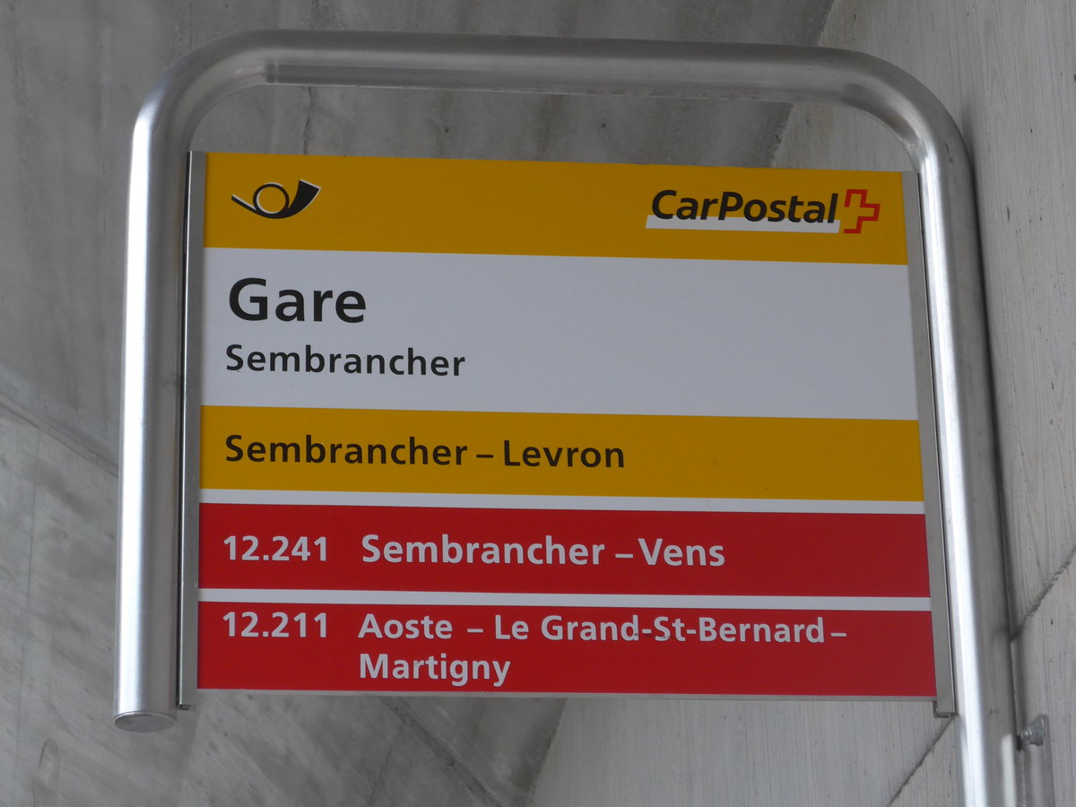(184'032) - PostAuto/TMR-Haltestelle - Sembrancher, Gare - am 24. August 2017