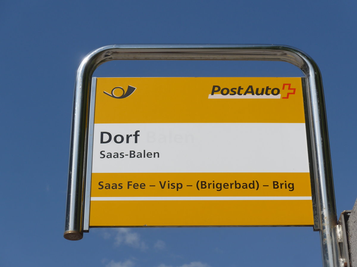 (184'230) - PostAuto-Haltestelle - Saas-Balen, Dorf - am 25. August 2017