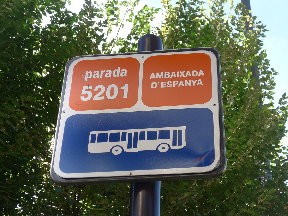 (185'492) - Bus-Haltestelle - Andorra la Vella, Ambaixada d'Espanya - am 28. September 2017