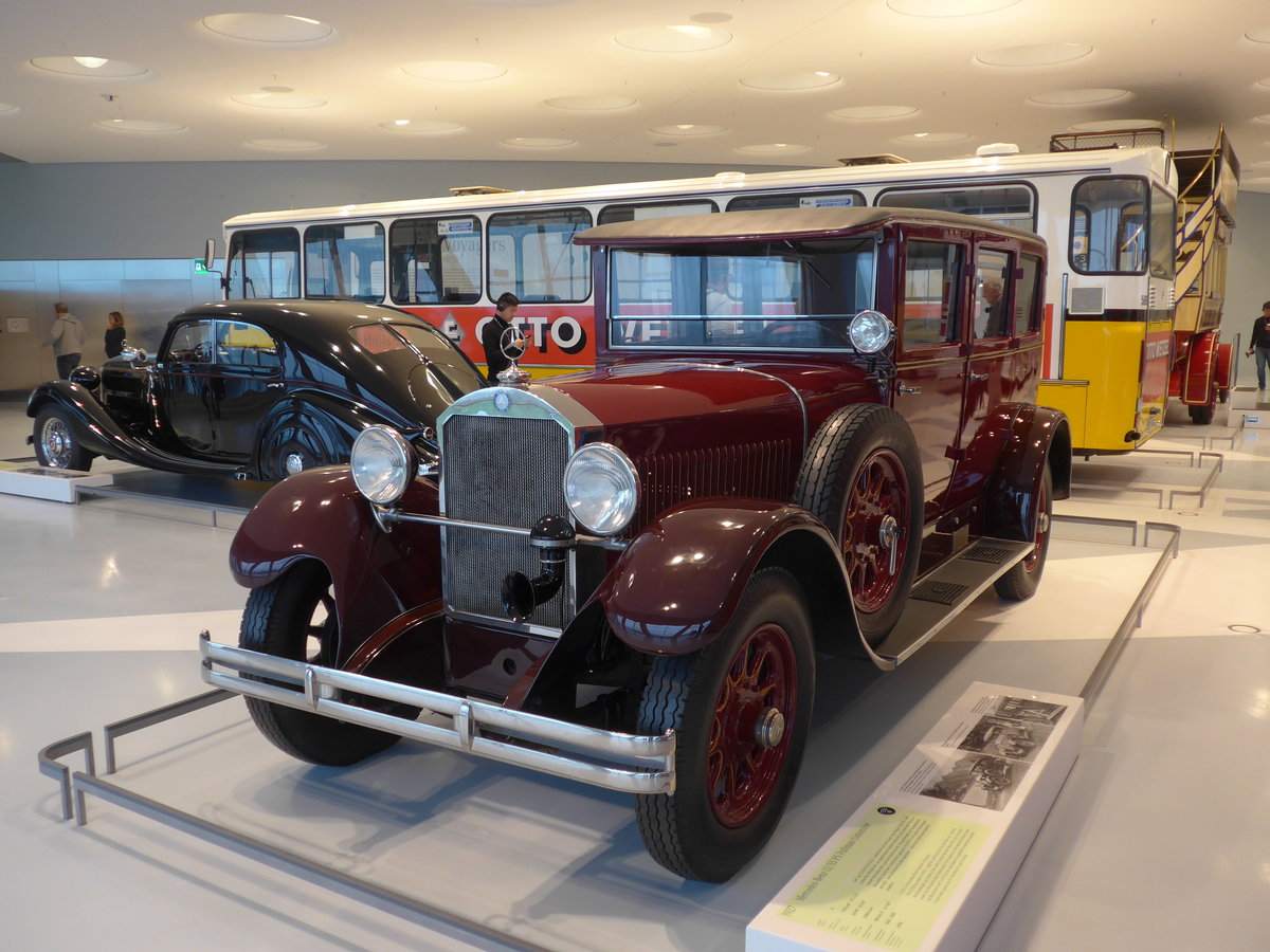 (186'344) - Mercedes-Benz 12/55 PS Pullman-Limousine von 1927 am 12. November 2017 in Stuttgart, Mercedes-Benz Museum