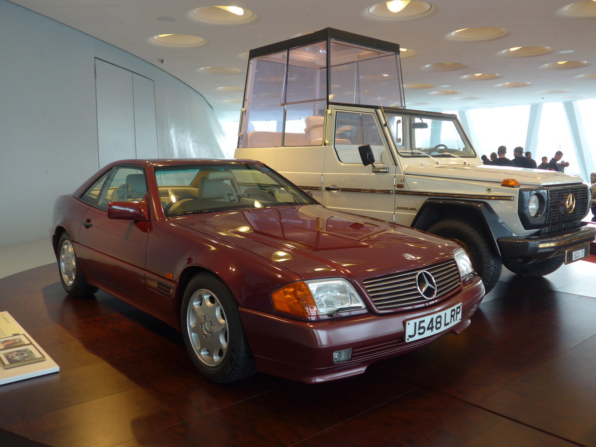 (186'438) - Mercedes-Benz 500 SL von 1991; Prinzessin Diana - J 548 LRP - am 12. November 2017 in Stuttgart, Mercedes-Benz Museum