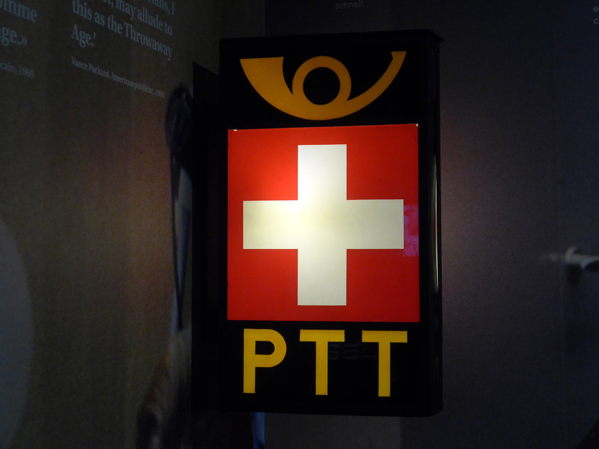 (186'549) - Altes Post-Schild am 19. November 2017 in Bern, Museum fr Kommunikation