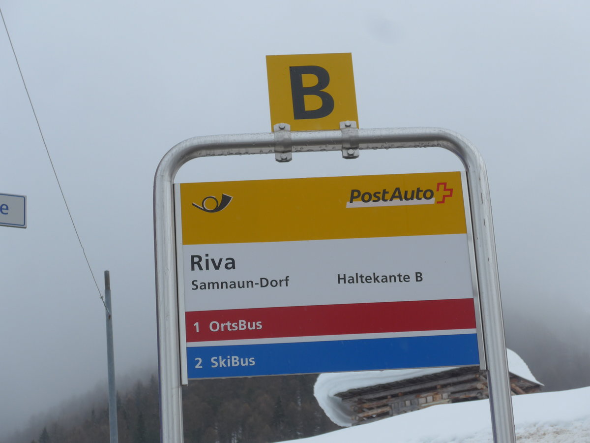 (188'797) - PostAuto-Haltestelle - Samnaun-Dorf, Riva - am 16. Februar 2018