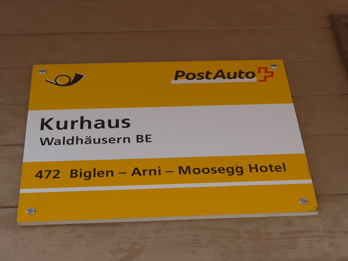 (193'660) - PostAuto-Haltestelle - Waldhusern BE, Kurhaus - am 3. Juni 2018