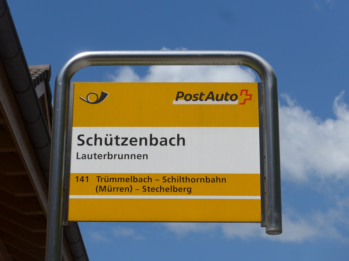 (194'423) - PostAuto-Haltestelle - Lauterbrunnen, Schtzenbach - am 25. Juni 2018