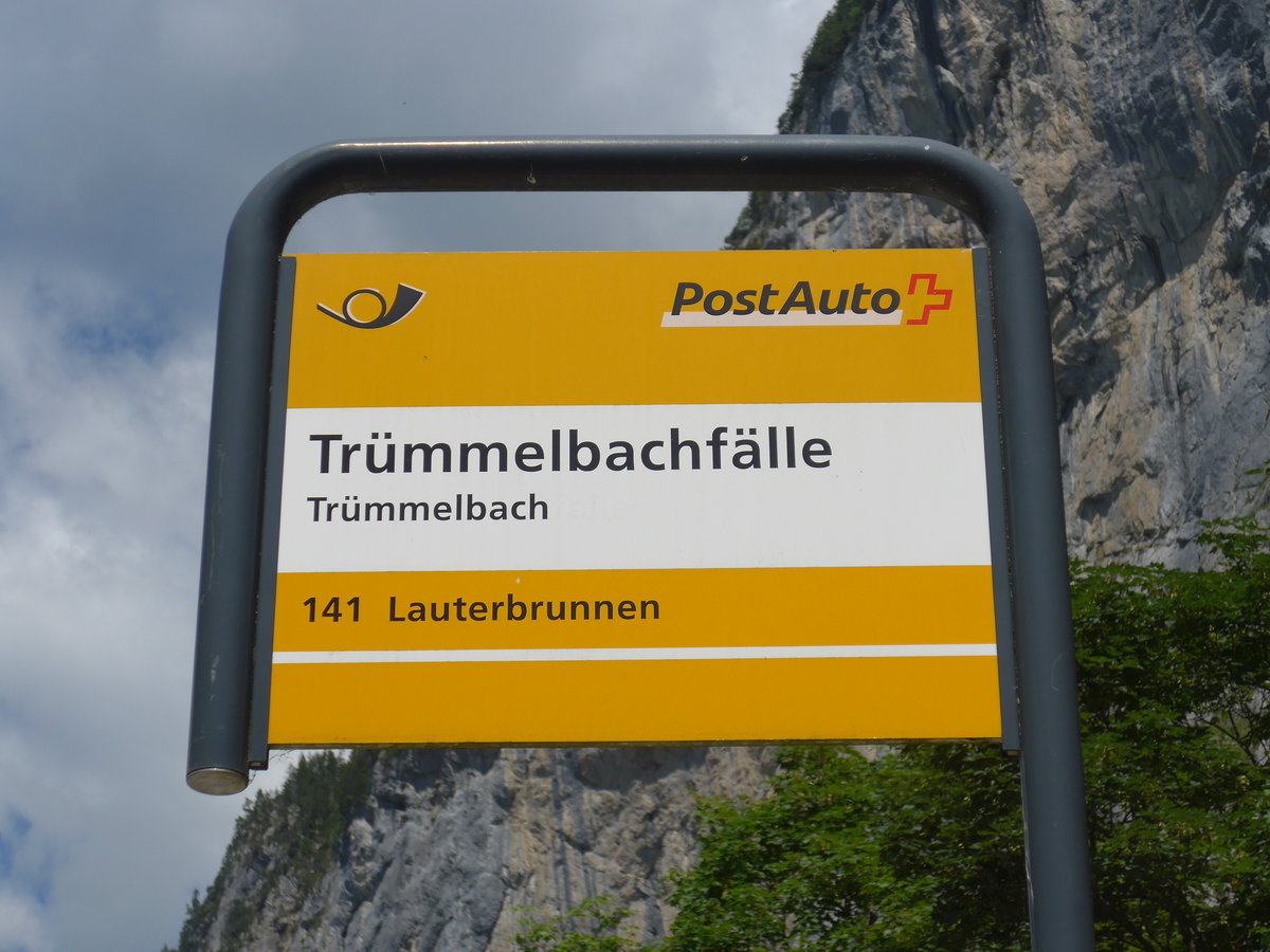 (194'442) - PostAuto-Haltestelle - Trmmelbach, Trmmelbachflle - am 25. Juni 2018