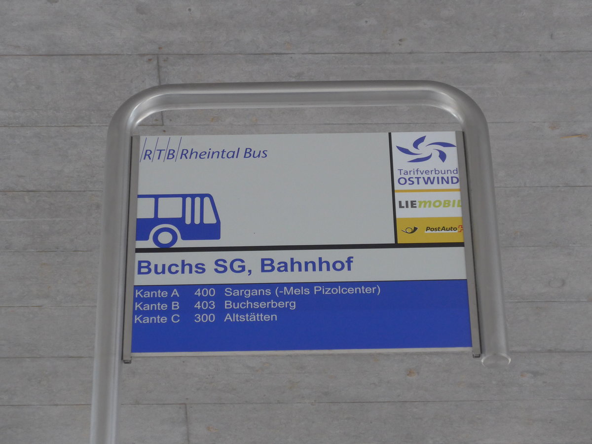 (196'322) - RTB/LieMobil/PostAuto-Haltestelle - Buchs SG, Bahnhof - am 1. September 2018