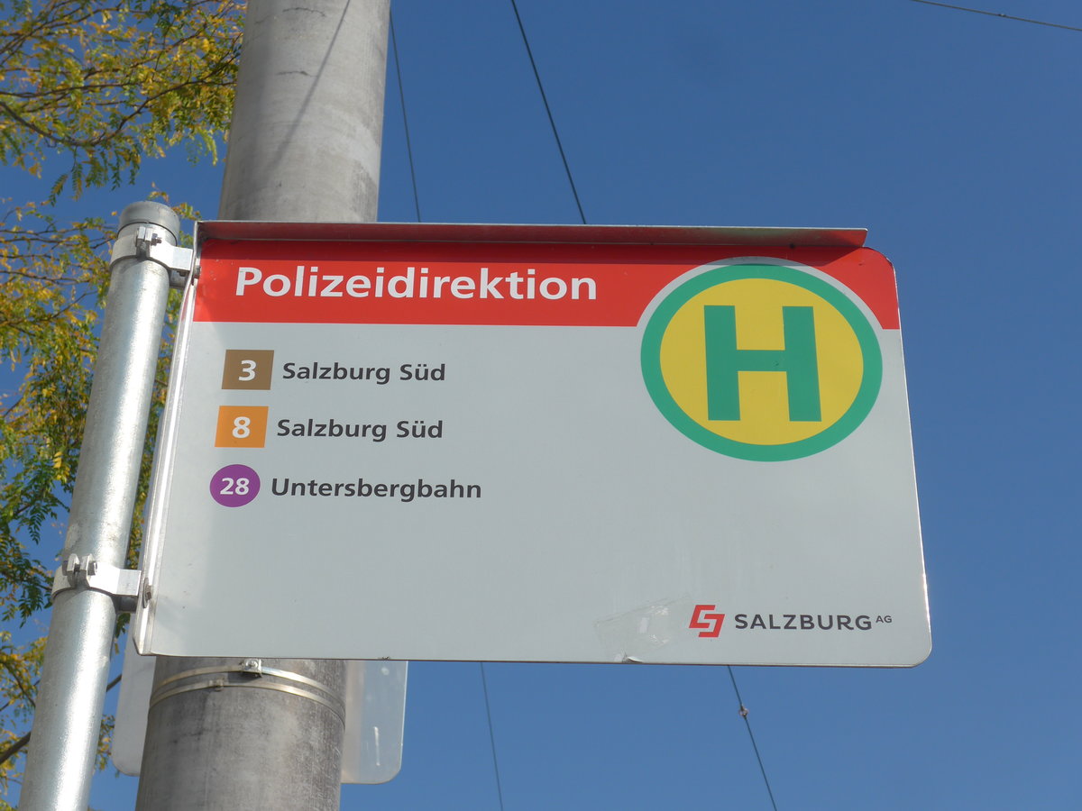 (197'093) - Bus-Haltestelle - Salzburg, Polizeidirektion - am 13. September 2018