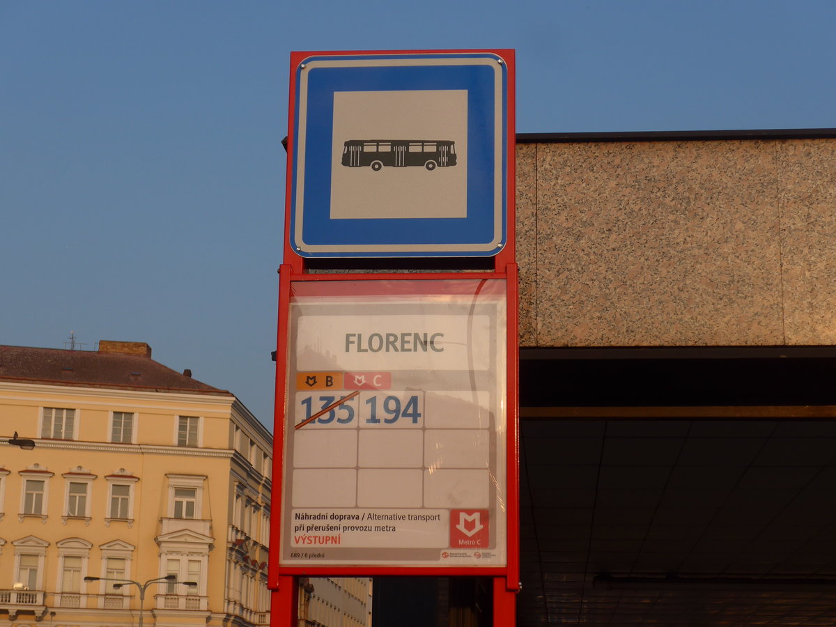(198'437) - Bus-Haltestelle - Praha, Florenc - am 18. Oktober 2018